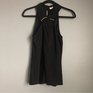 Halston Heritage Black Gold Accent Crossover Halter Top 4